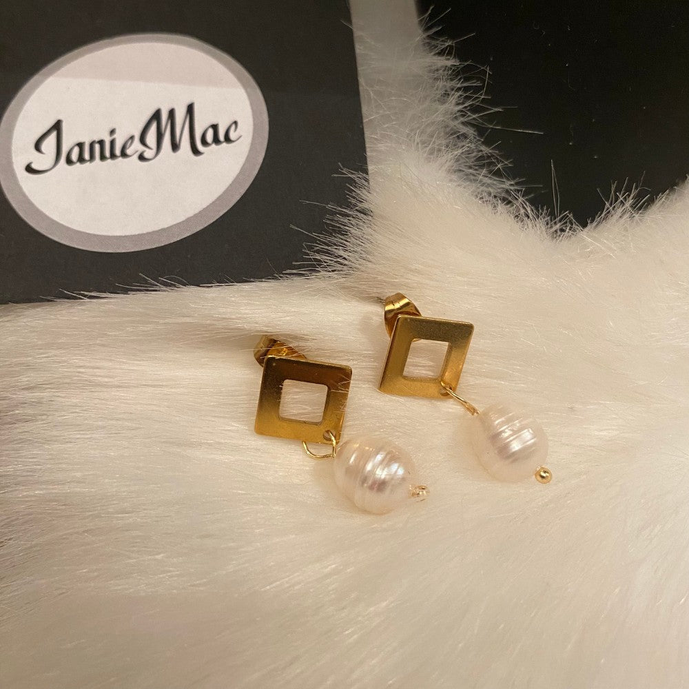 Gold Plated Freshwater Pearl Earrings - janie mac ireland