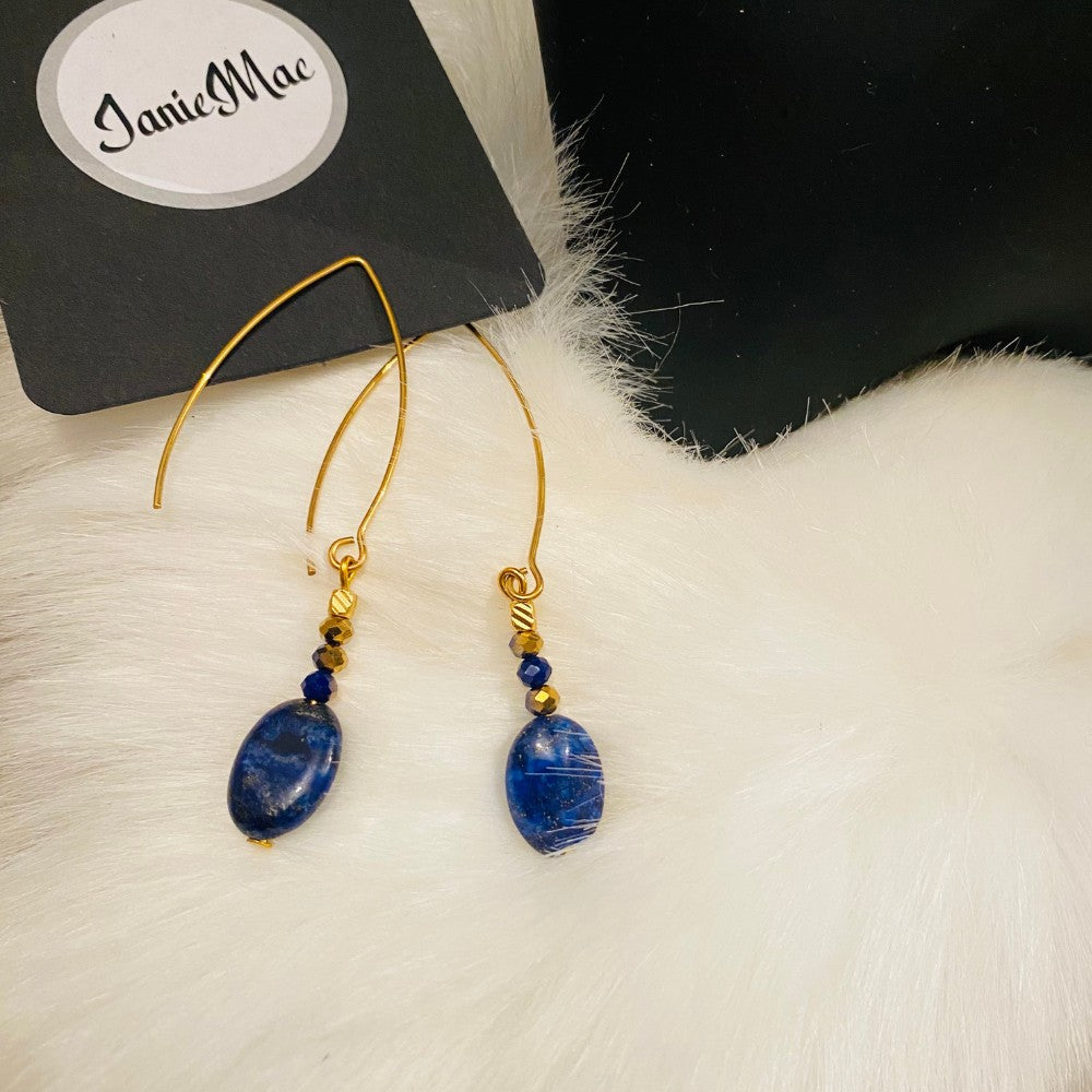 Lapis Lazuli Bead Earrings - janie mac ireland