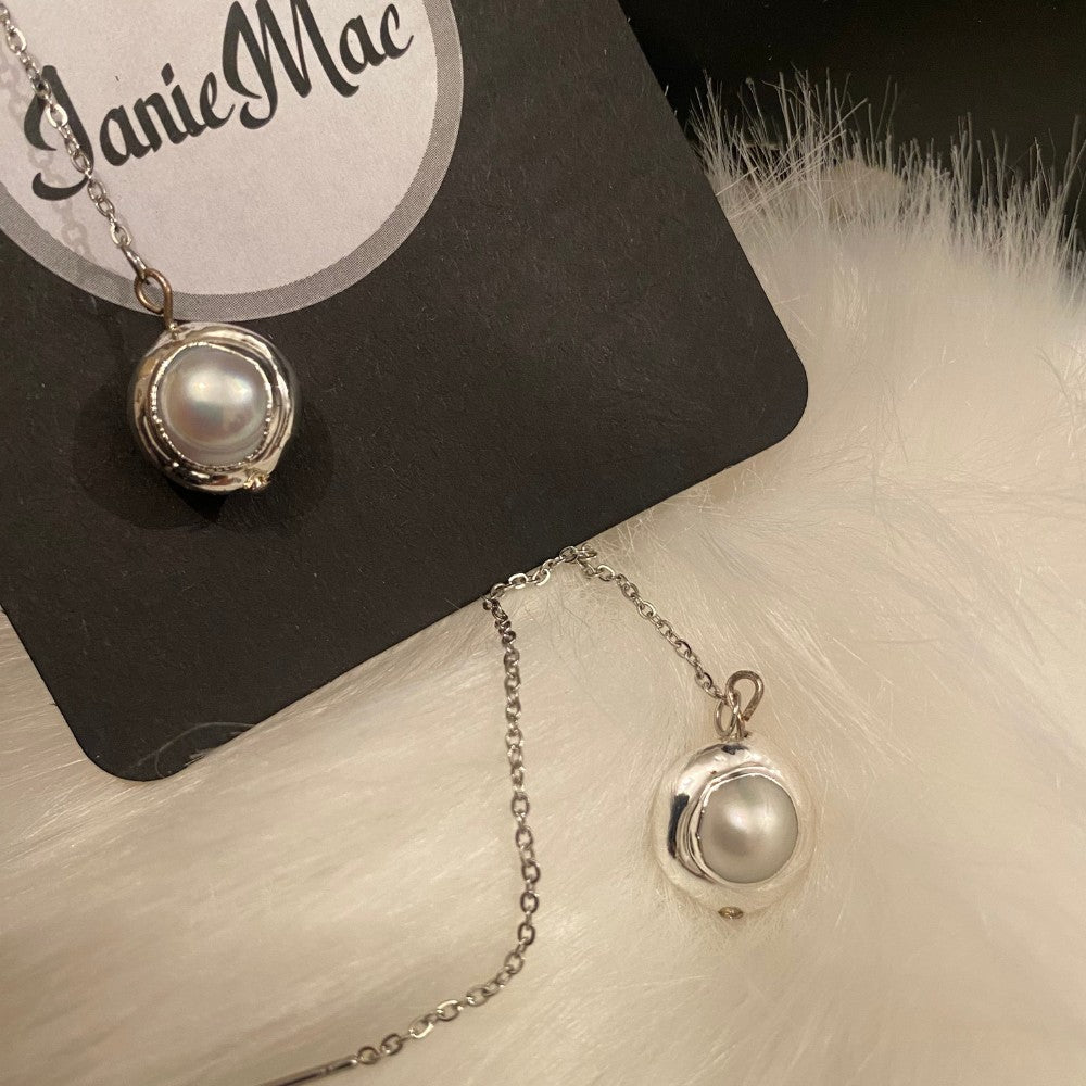 Freshwater Pearl Silver Plated Threader Earrings - janie mac ireland
