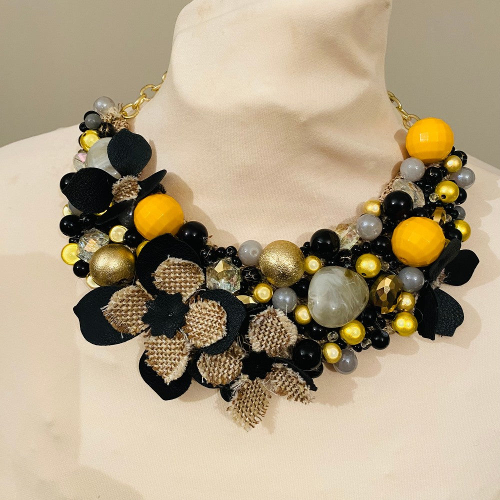 Black & Gold Handmade Headpiece - janie mac ireland