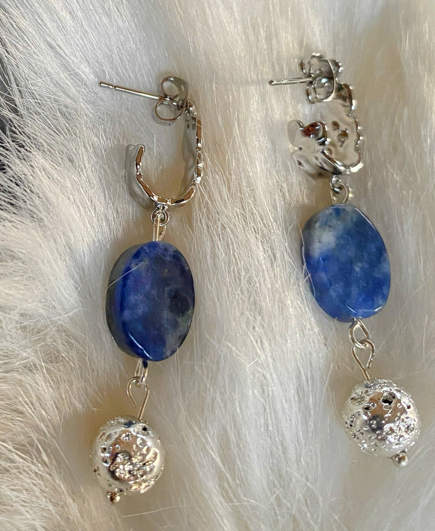 Lava and Sodalite Earrings