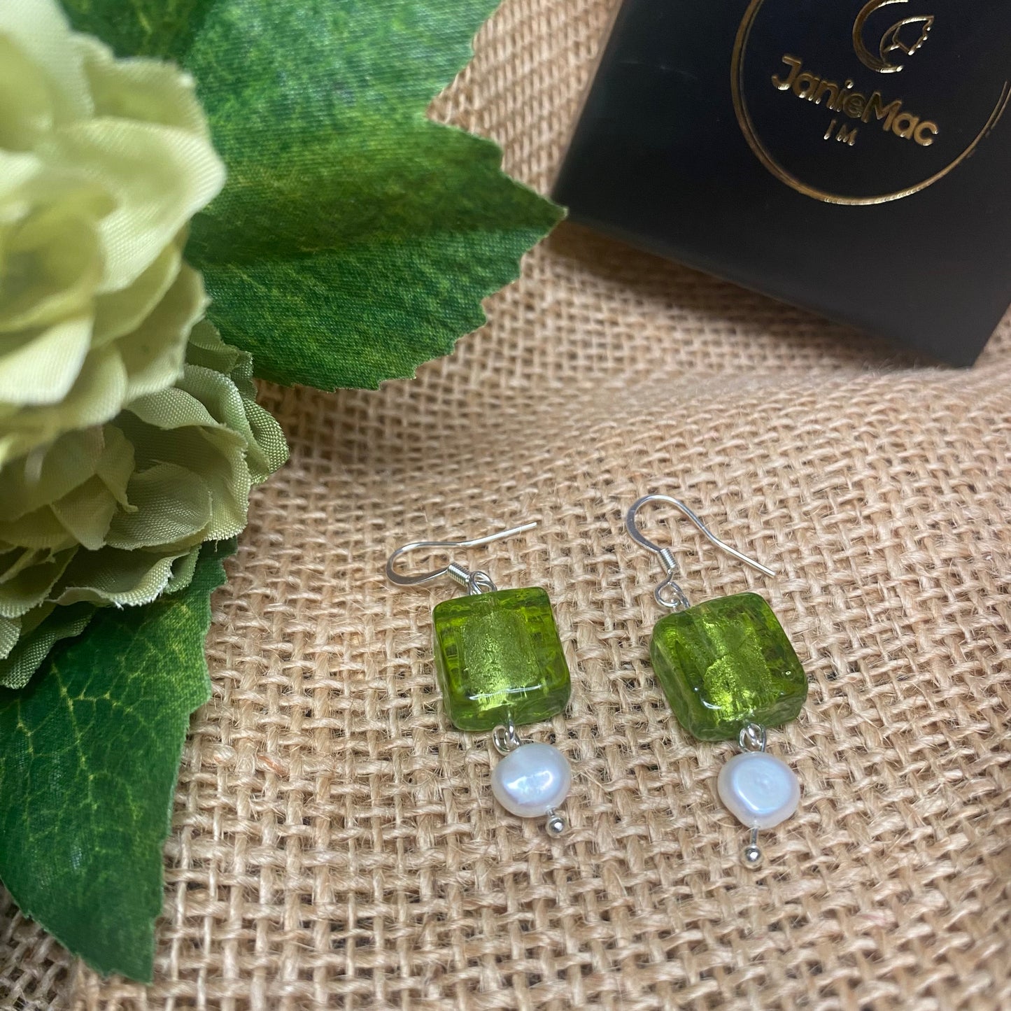 Green with Envy a Fresh Water Pearl Earrings