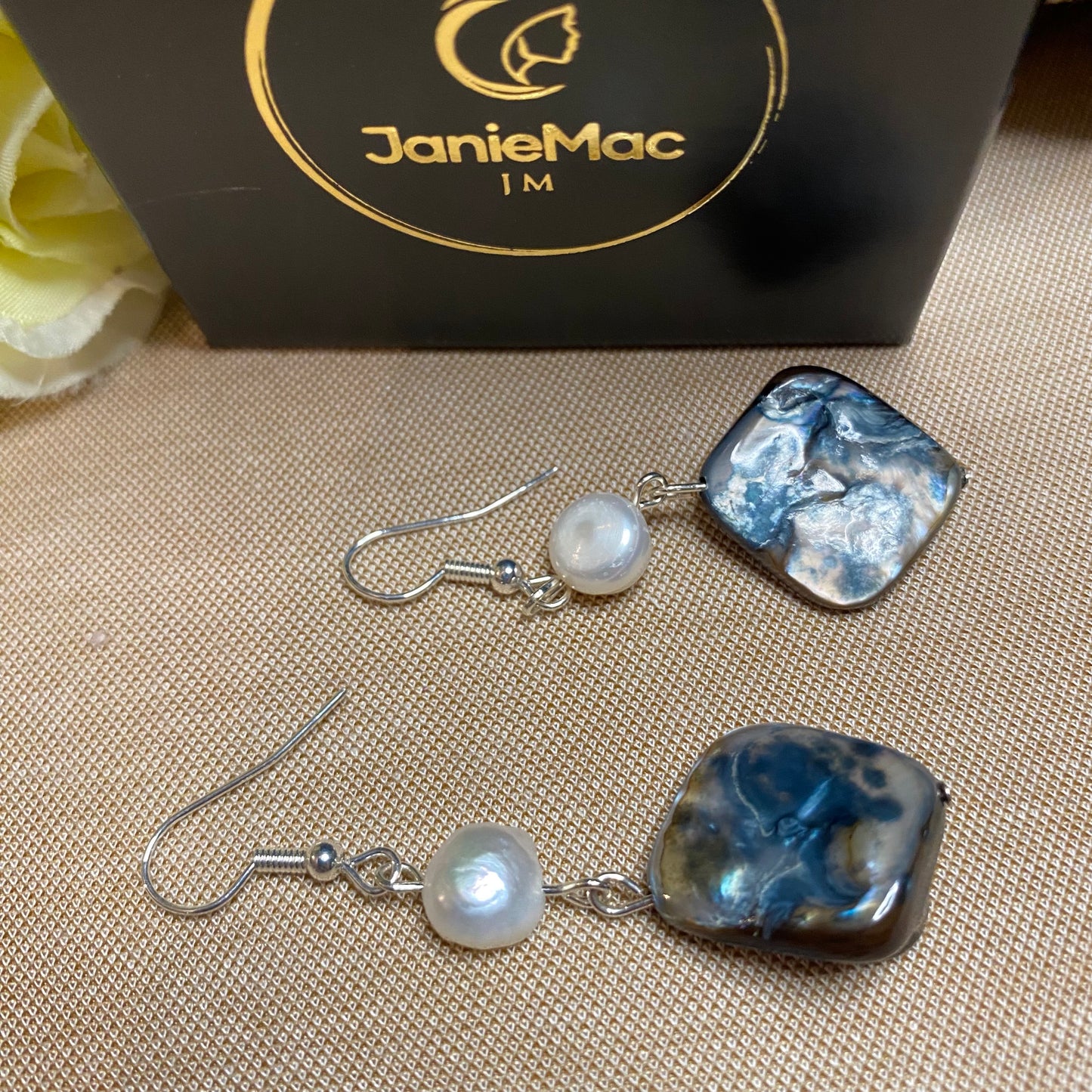 Abalone Shell and Fresh Water Pearl Earrings