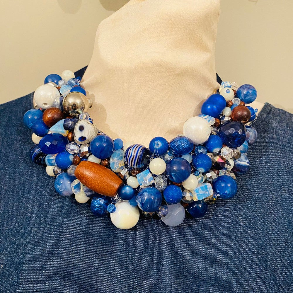 Bright Collar Neckpiece - Recyled Beads Crystals - janie mac ireland