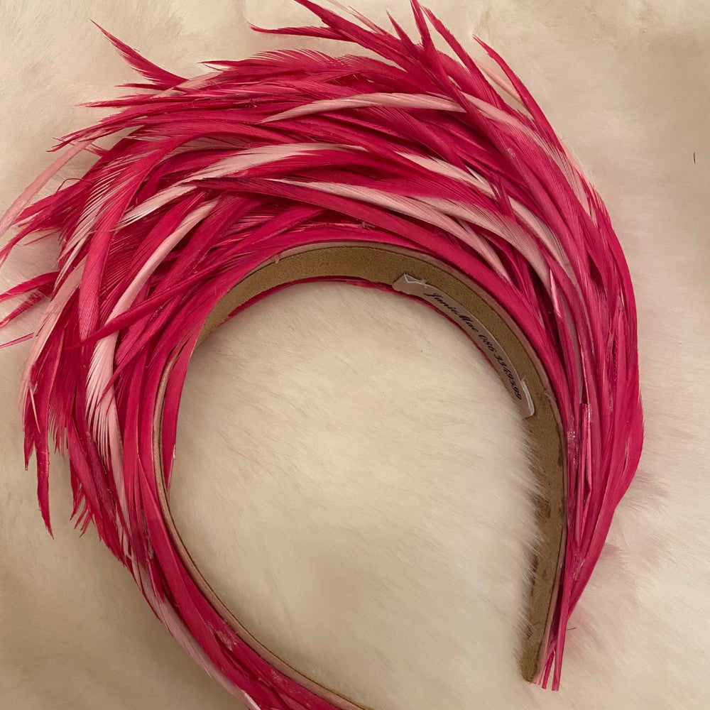 Goose Bigot Feather Pink Hair Band - janie mac ireland