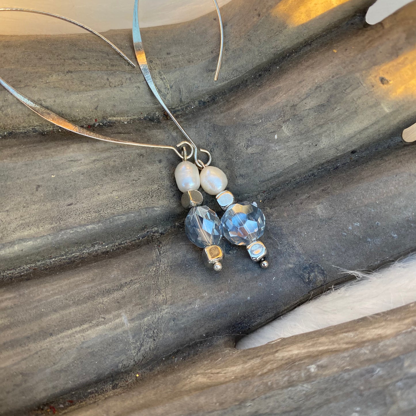 Beautiful Delicate Light Blue Crystal Earrings