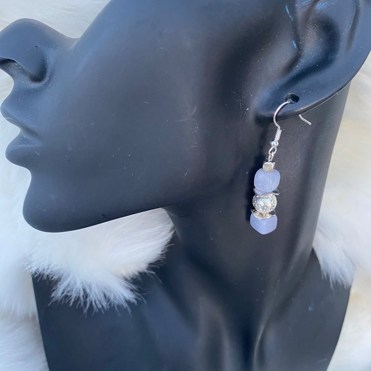 Aquamarine and Lava Earrings