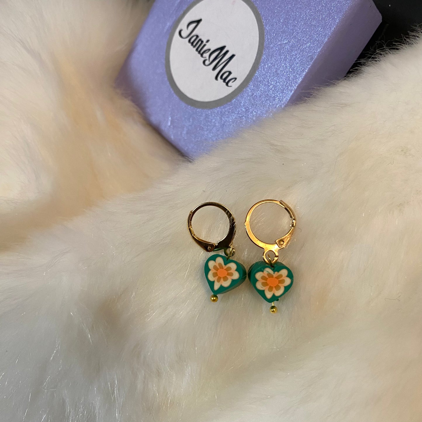 Green Huggie Earrings