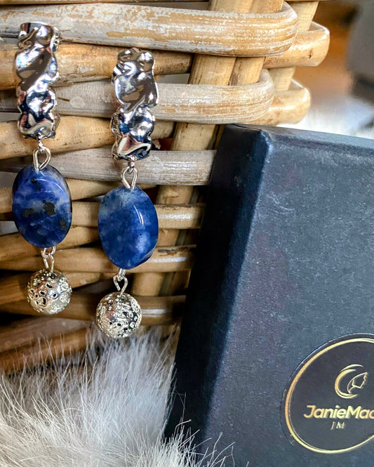 Lava and Sodalite Earrings