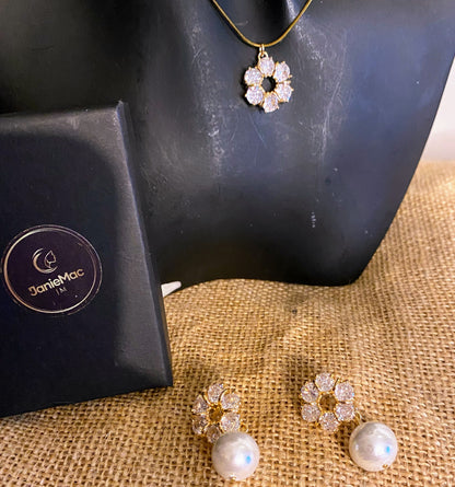 Zirconia Earrings and Necklace