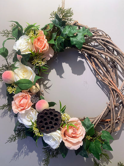 Peaches and Cream Door Wreath