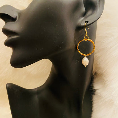 Freshwater Pearls Gold Plated Earrings - janie mac ireland