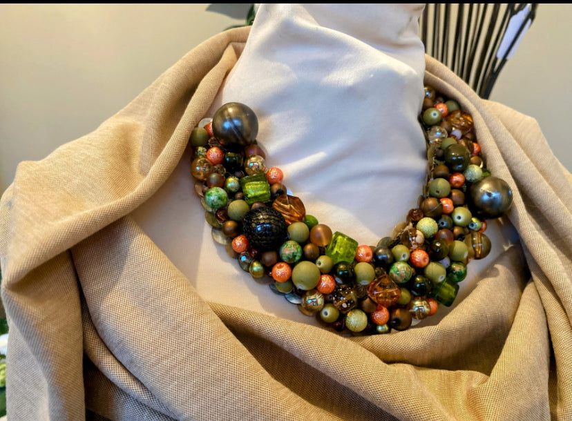 Khaki Hand Stitched Neckpiece