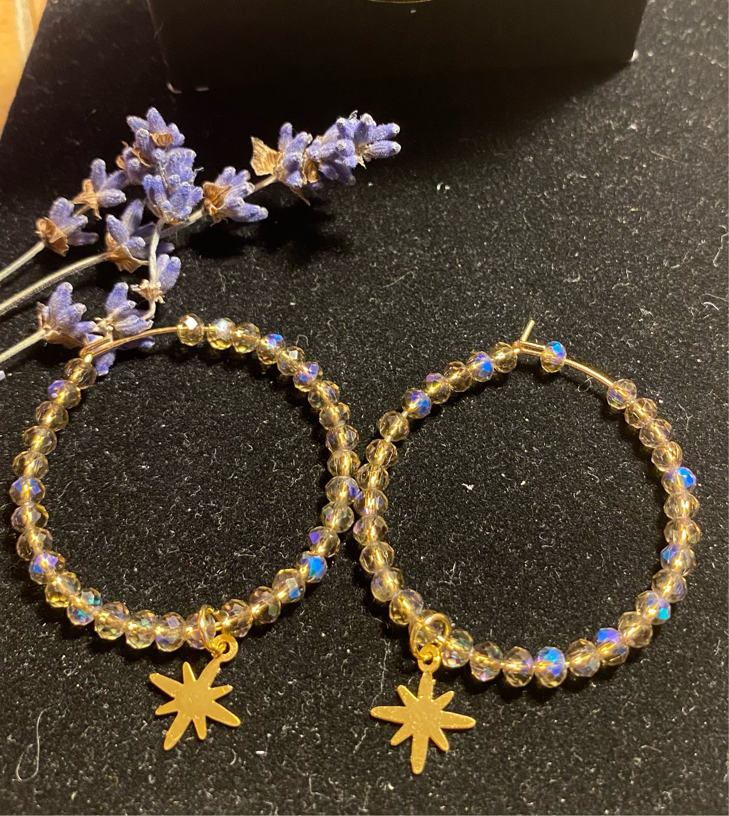Crystal and Star Hoop Earrimg