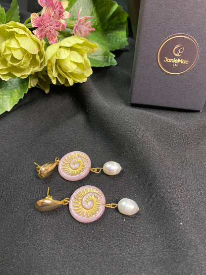 Pink Gold Swirl Earrings