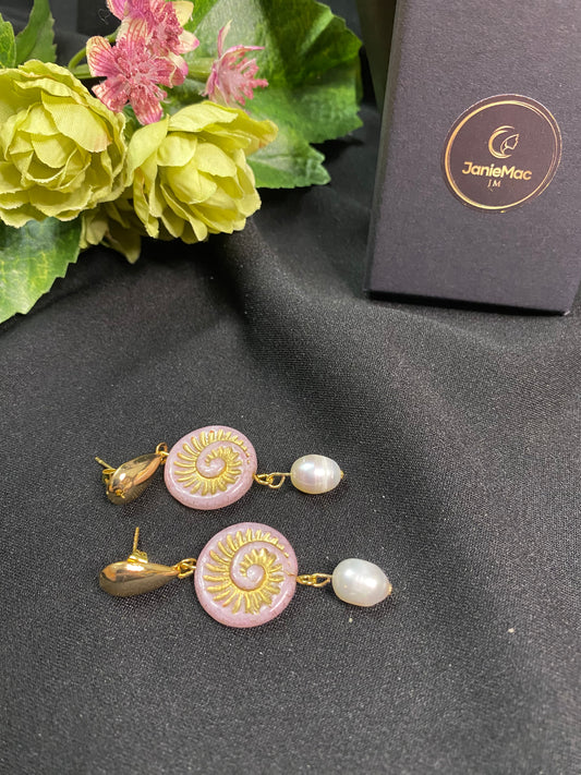 Pink Gold Swirl Earrings
