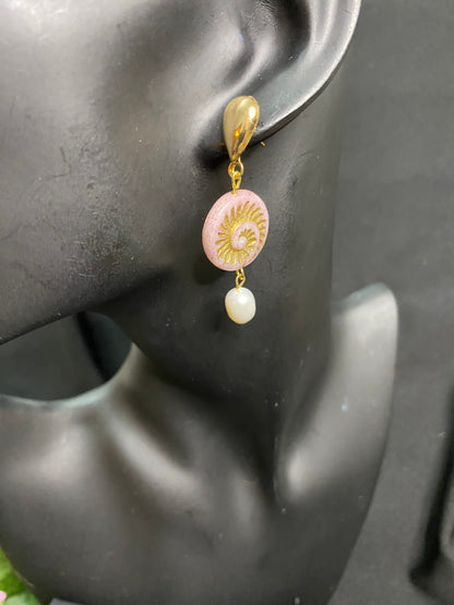 Pink Gold Swirl Earrings