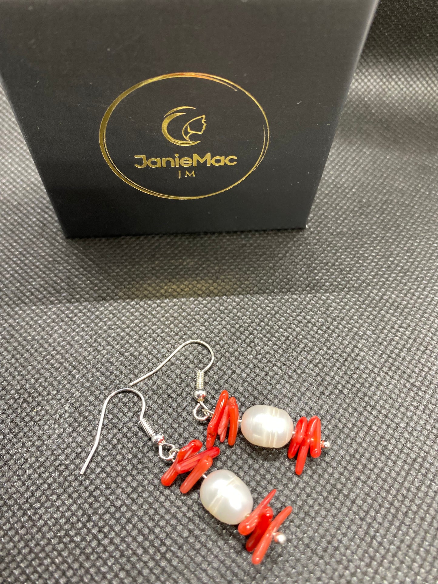 Red Sea Bamboo and Freshwater Pearl Earrings