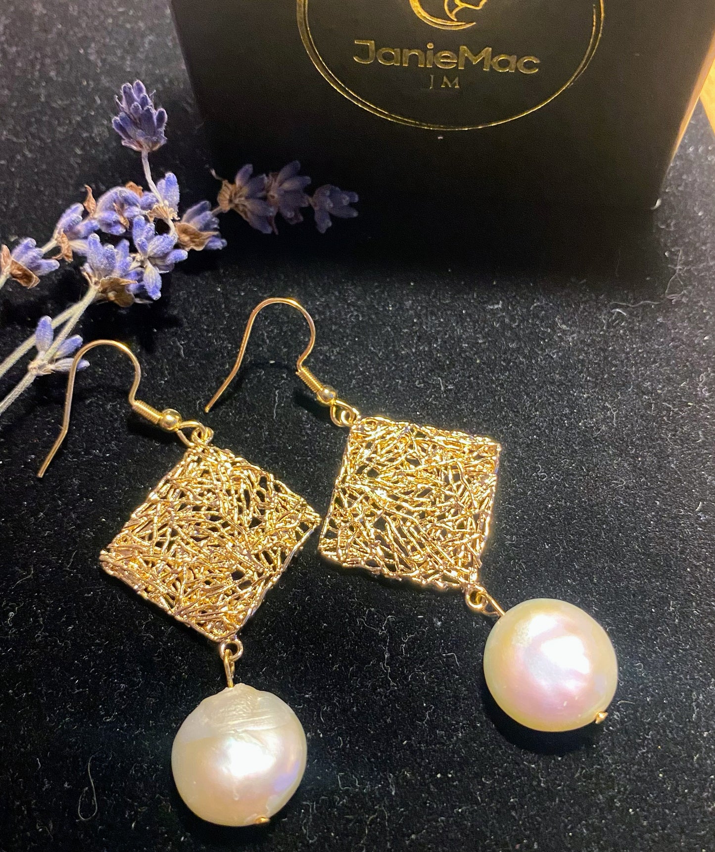 Gold Matted Pearl Earrings