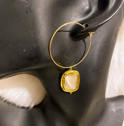 Hoop and Shell Earrings