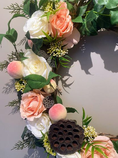 Peaches and Cream Door Wreath