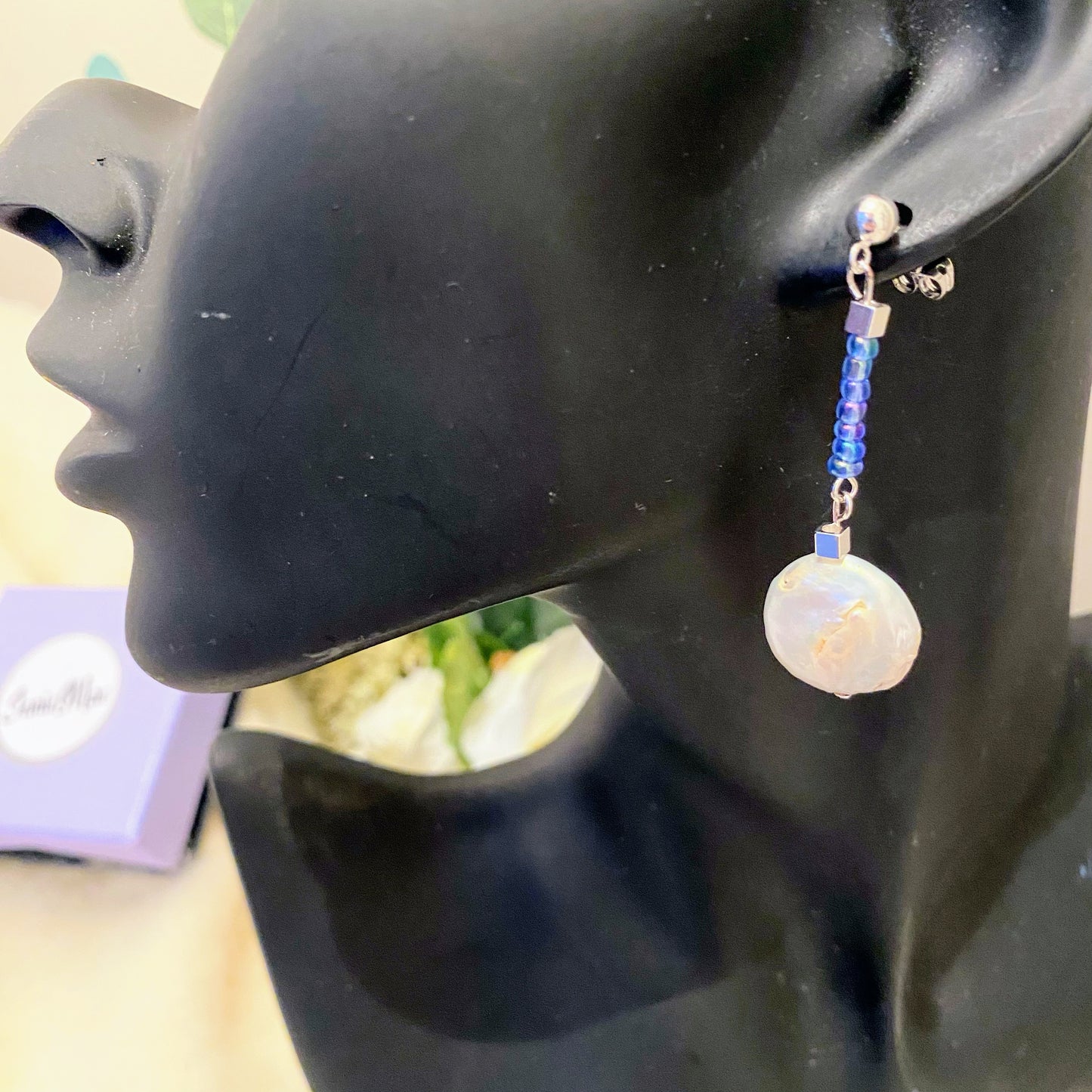 Periwinkle Keshi Pearl Earrings