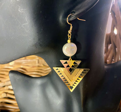 Aztec and Keshi Pearl Earrings