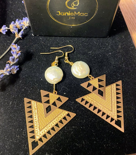 Aztec and Keshi Pearl Earrings