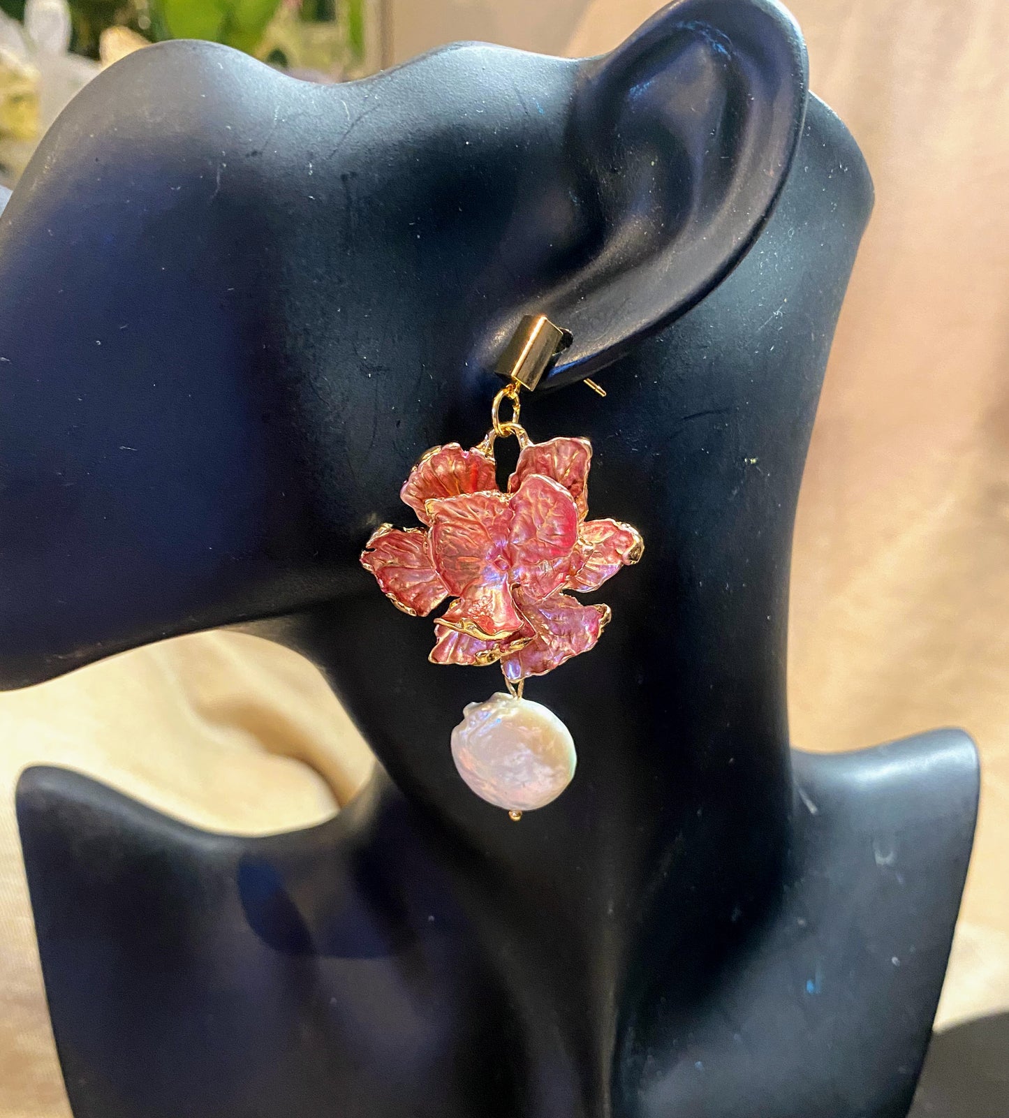 Large Peony Earrings