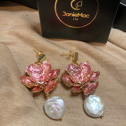 Large Peony Earrings