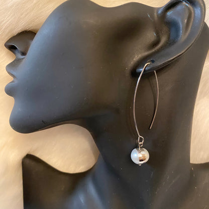 Stormy light grey Fresh Water Pearl Earrings