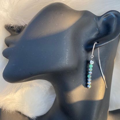 Green and Silver Toned Earrings