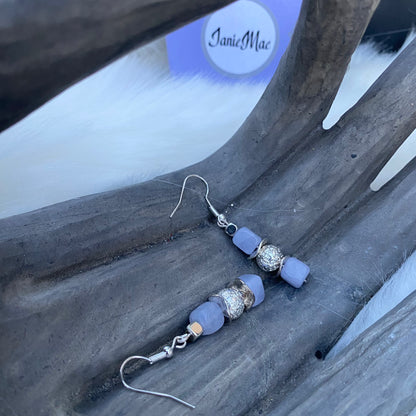 Aquamarine and Lava Earrings