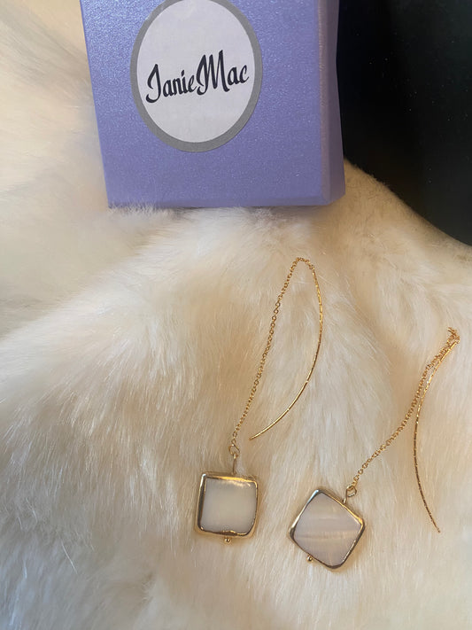 Square Deal Pearl Shell Earrings